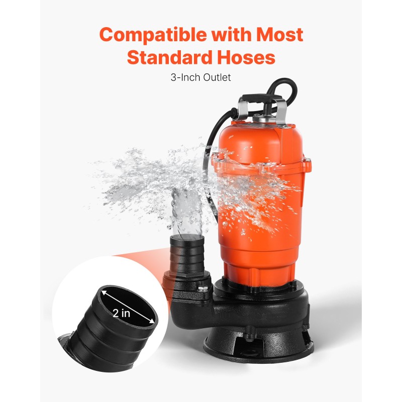 Upotettava valurautainen roskavesipumppu 550 watti 18000 litraa tunnissa 10 metrin nostokorkeus