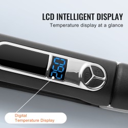 Titaaninen hiusten suoristusrauta 1,5 tuuman levyllä negatiivisilla ioneilla selkeällä näytöllä 25 lämpötilatasoa