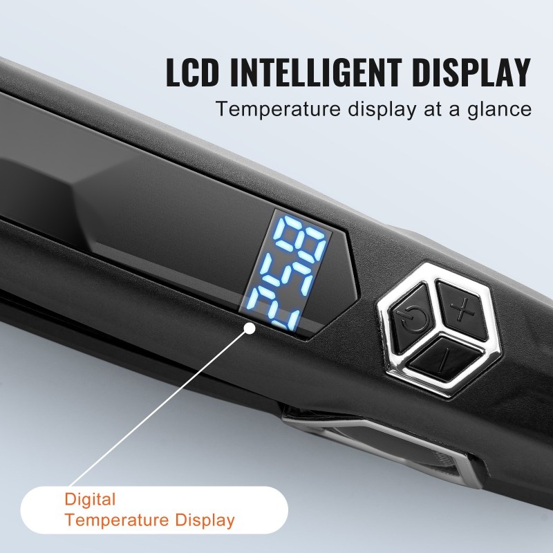 Hiusten suoristusrauta 1,5 tuuman titaanilevyllä 19 lämpötilaa kotiin ja matkalle