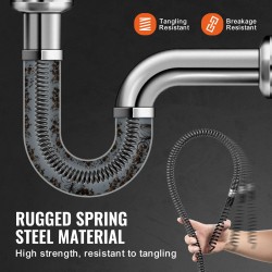 Jaksotettu viemärin puhdistuskaapeli 30,5 m 16 mm 65Mn jousiteräs 7 leikkuupäätä