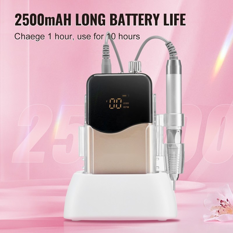 Akkukäyttöinen sähkökynsiviila harjaton moottori 35000 kierrosta minuutissa 2500 mAh akku lataustelakalla