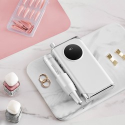 Ladattava kynsipora alumiinirunko johdoton näytöllä 6 terää 50 hiomanauhaa manikyyriin