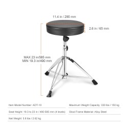 Rumpujakkara seosteräsrunko PU-verhoilu muistivaahto 490–585 mm säädettävä 360 asteen pyörivä 150 kg