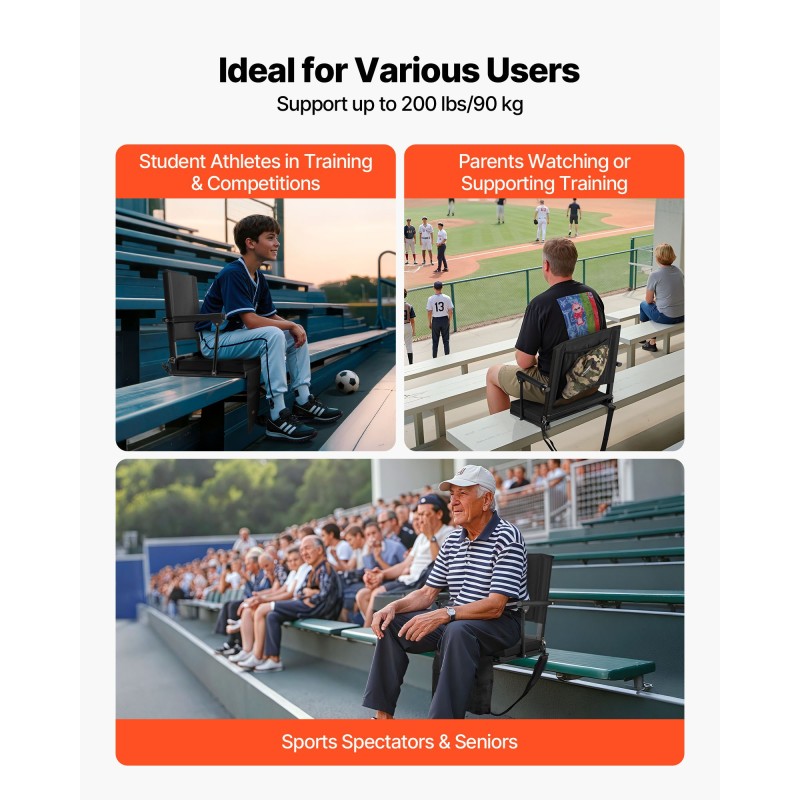 Kokoontaitettava stadiontuoli 600D Oxford-kangas teräsrunko paksu pehmuste käsinojilla