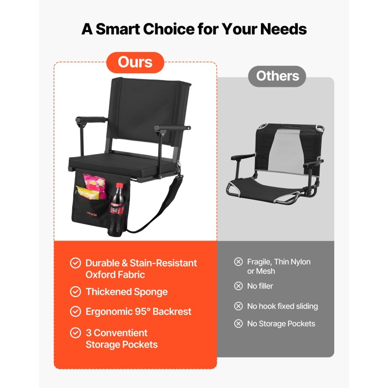 Taitettava katsomotuoli 600D Oxford-kankaasta selkänojalla ja käsinojilla 2 kpl