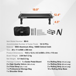 Kitaran pedaalilauta taitettava 6063-alumiiniseos 508 x 280 mm 10–12 pedaalille kantolaukulla
