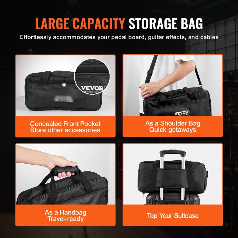 Kitarapedaalilauta 6063-alumiiniseos 380 x 145 mm 4–6 pedaalille kantolaukulla