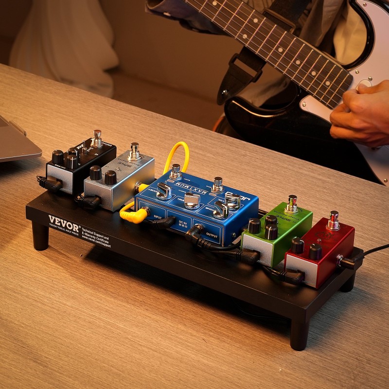 Kitarapedaalilauta 6063-alumiiniseos 380 x 145 mm 4–6 pedaalille kantolaukulla