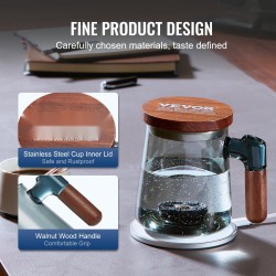 Vetyvesikuppi 400 ml borosilikaattilasinen ABS-rakenteella langattomalla latausalustalla