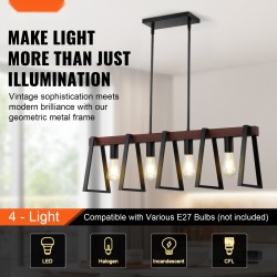 4-valoinen metallinen riippuvalaisin keittiösaarekkeelle E27-kanta enintään 60 watin säädettävä korkeus