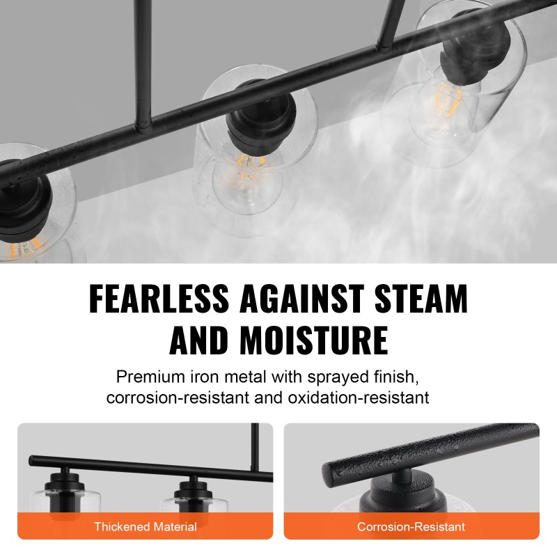 Saarekevalaisin 5-valoinen metallirunkoinen kirkkailla lasivarjostimilla E27-kantainen säädettävällä korkeudella