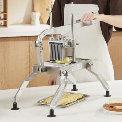 Manuaalinen vihannesleikkuri alumiiniseosrunko 420J1 ruostumattomat terät 3/8 ja 3/16 tuumaa liukumattomilla imukuppijaloilla