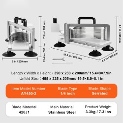 Manuaalinen tomaatinleikkuri ruostumaton teräs 420J1 1/4-tuumainen hammastettu terä