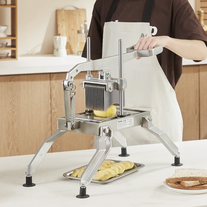 Manuaalinen vihannesleikkuri alumiiniseosrunko 420J1-ruostumattomat 1/4- ja 1/2-tuuman terät tomaateille sipuleille perunoille