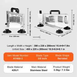 Manuaalinen tomaattileikkuri 420J1 ruostumaton teräs 3/8 tuuman sahalaitaiset terät