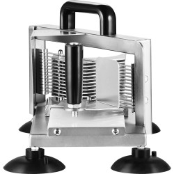 Manuaalinen tomaatinleikkuri ruostumatonta terästä 3 16 tuuman sahalaitaiset terät liukumattomilla imukuppijaloilla