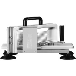 Manuaalinen tomaatinleikkuri ruostumatonta terästä 3/16-tuuman sahalaitaiset terät liukumattomilla imukuppijaloilla