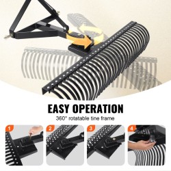 Hinattava kolmipistekiinnitteinen sammaläes teräsrunkoinen 1525 mm 32 piikkiä