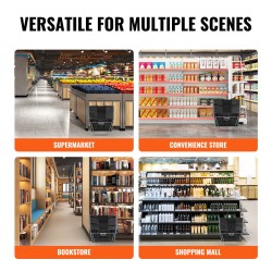 Ostoskorisetti 12 kappaletta 21 litraa polyeteenikoreja metallikahvoilla telineellä musta