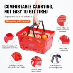 Ostoskorit 12 kappaletta 24 l polyeteenimuovi ergonominen kahva metallinen teline punainen