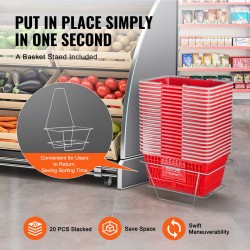 Muovinen ostoskori 21 litraa 20 kpl PE-muovi koriteline myymäläkäyttöön