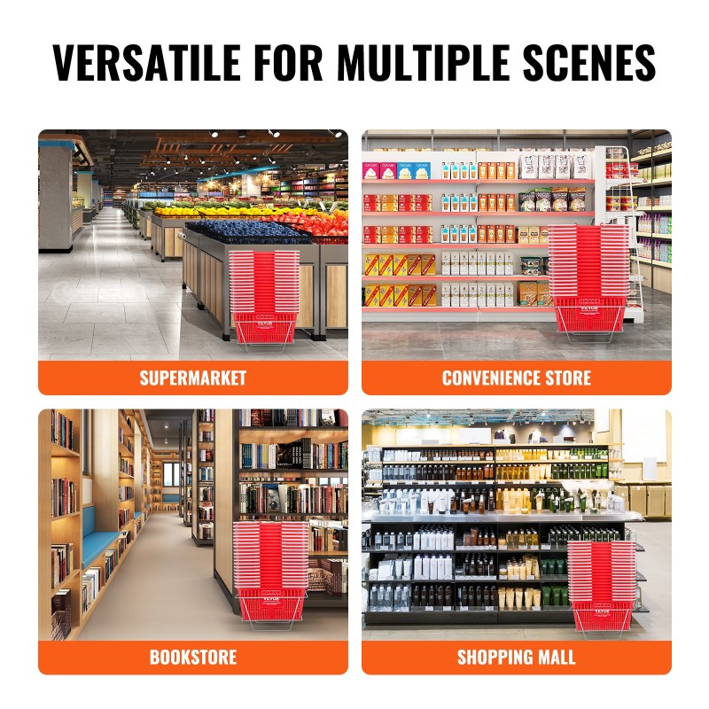 Muovinen ostoskori 21 litraa 20 kpl PE-muovi koriteline myymäläkäyttöön