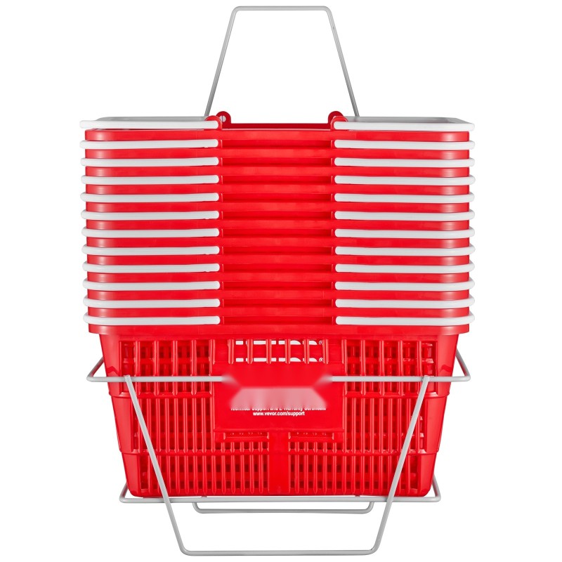 Muovinen ostoskori 21 l 12 kpl metallinen teline punainen kauppakäyttöön