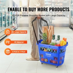 PE-muovinen pinottava ostoskori pyörillä 39L 6 korin setti myymäläkäyttöön