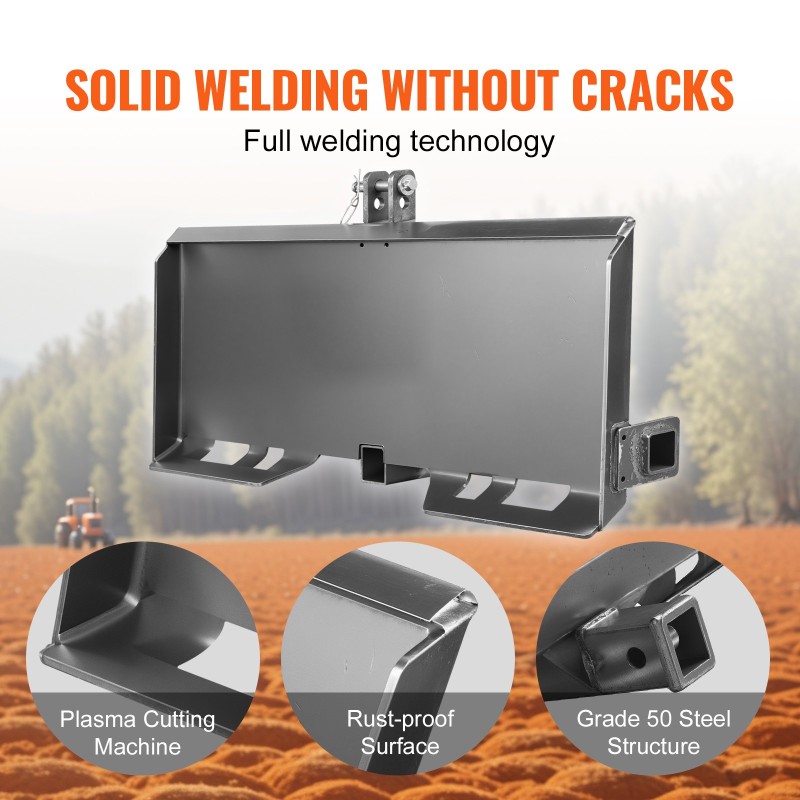 3-pisteen adapterilevy 50-luokan teräs 45 tuuman sisäleveydelle pienkuormaimeen ja traktoriin