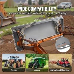 Liukuohjatun kuormaajan pikakiinnityslevy 50-luokan teräs 3/8 tuumaa paksu 45 tuuman sisäleveydelle