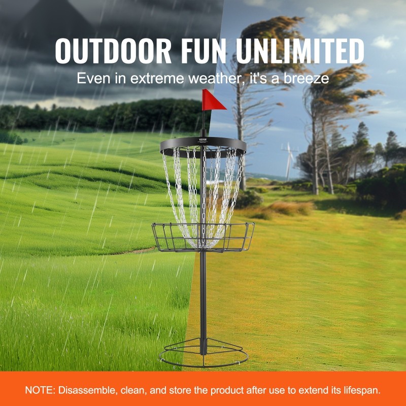 Frisbeegolfkori pinnoitettua terästä 24 galvanoitua ketjua sisä ja ulkokäyttöön