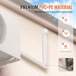 Putkikansi PVC ja PE 5350 mm 76,2 mm 4 kpl ilmastointiputkille valkoinen