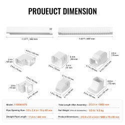 Putkikanavasarja PVC ja PE 76,2 mm leveä 5400 mm pitkä valkoinen maalattavissa