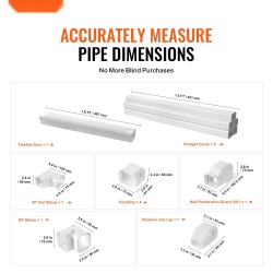 Putkikanaalisarja PVC- ja PE-muovista 76 millimetriä leveä 3110 millimetriä pitkä valkoinen ilmastointilaitteille