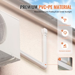 Putkikanaalisarja PVC- ja PE-muovista 76 millimetriä leveä 3110 millimetriä pitkä valkoinen ilmastointilaitteille