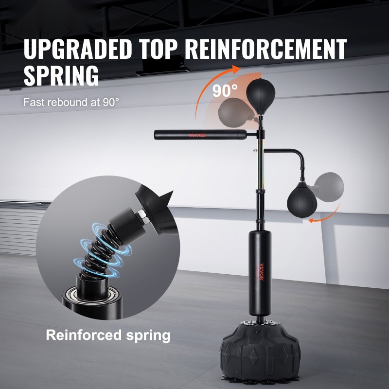 Refleksinyrkkeilysäkki vapaasti seisova korkeussäädettävällä telineellä PVC musta kotitreeniin