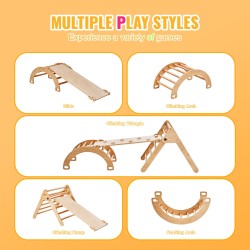 Puinen 5-osainen sisäkiipeilysetti kolmio ramppi kaari Montessori 1–3-vuotiaille