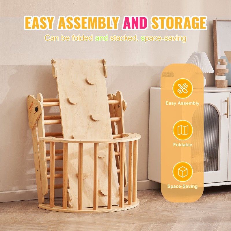 Puinen 5-osainen sisäkiipeilysetti kolmio ramppi kaari Montessori 1–3-vuotiaille