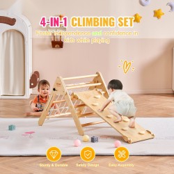 Pikler-kolmio ja ramppi mäntypuinen taitettava sisäleikkipaikka 1–3-vuotiaille