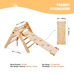 Pikler-kolmio ja ramppi mäntypuinen taitettava sisäleikkipaikka 1–3-vuotiaille