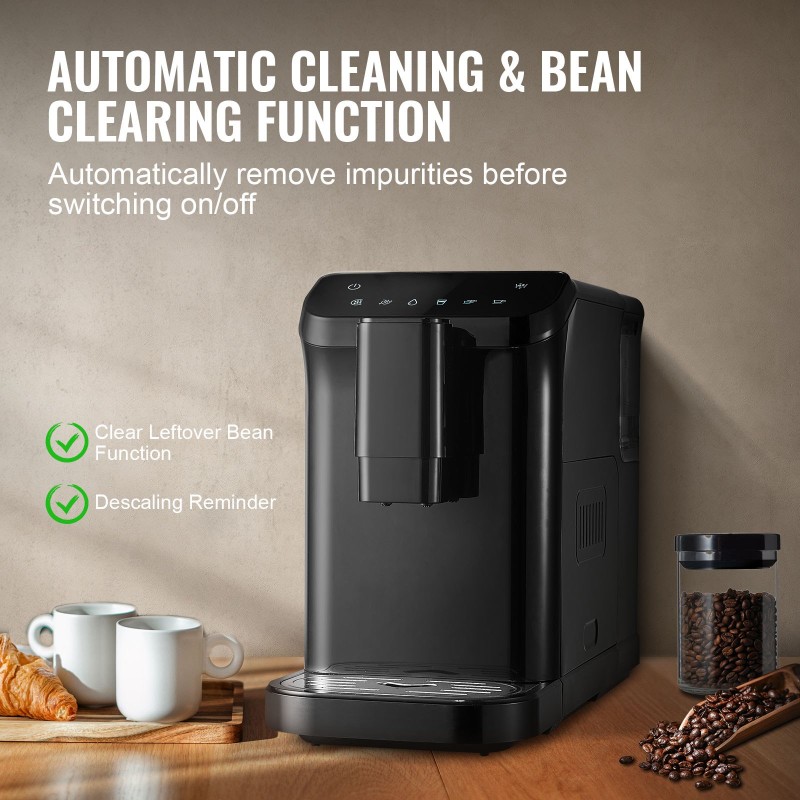 Täysautomaattinen espressokone sisäänrakennetulla myllyllä 15-tasoinen jauhatus 15 barin paine 1,5 l vesisäiliö