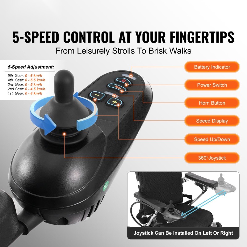 Sähköpyörätuoli kokoontaitettava alumiiniseos istuimen leveys 50,8 senttimetriä kantavuus 136 kilogrammaa säädettävä selkänoja