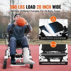 Sähköpyörätuoli alumiiniseosrunko yhden painikkeen taittotoiminto 50,8 cm istuinleveys 136 kg kantavuus