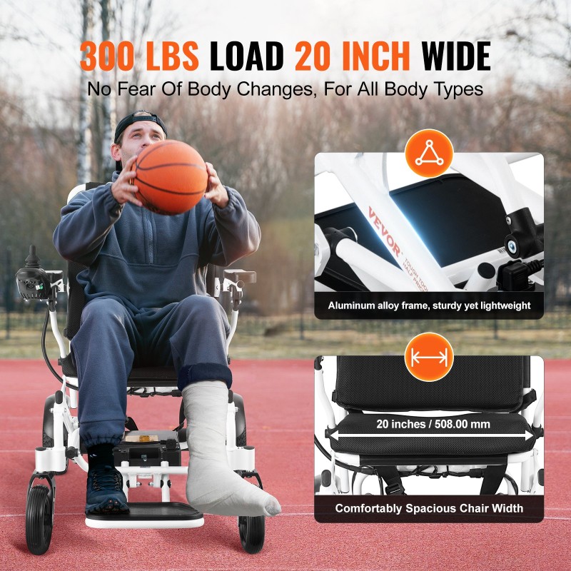 Sähköpyörätuoli alumiiniseosrunko yhden painikkeen taittotoiminto 50,8 cm istuinleveys 136 kg kantavuus