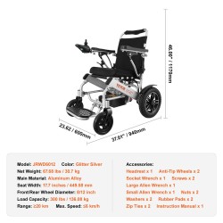 Sähköpyörätuoli taittuva alumiiniseosrunko 136 kg kantavuus säädettävä selkänoja 20 km toimintamatka