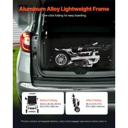 Sähköpyörätuoli alumiiniseosrunko taitettava kevyt 136 kg kantavuus 53 cm istuinleveys aikuisille