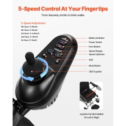 Sähköpyörätuoli alumiiniseos kokoon taitettava 53 senttimetriä leveä istuin säädettävä selkänoja 136 kilogrammaa