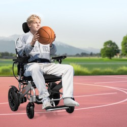 Sähköpyörätuoli alumiiniseos kokoon taitettava 53 senttimetriä leveä istuin säädettävä selkänoja 136 kilogrammaa