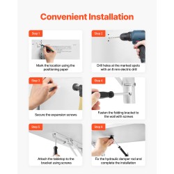 Seinään kiinnitettävä taittopöytä lastulevy valkoinen 1200 x 500 mm kuormankesto 91 kg