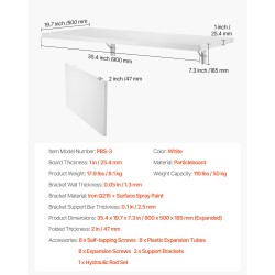 Seinään kiinnitettävä taittopöytä lastulevy 900 x 500 mm rautainen kannatin valkoinen